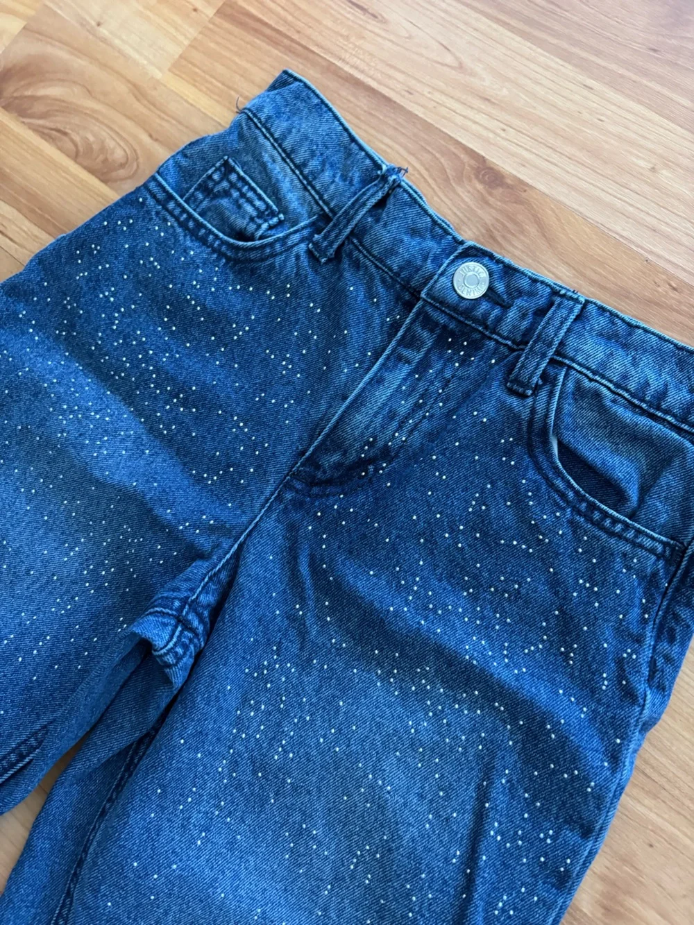 Justice Girls Blue wide Leg Jeans with White Speckle 8